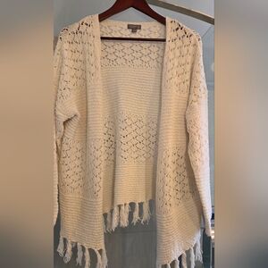 Cozy Cream Women's Fringed Cardigan
